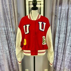 AKIRA Keep it Classic Patch Varsity Jacket